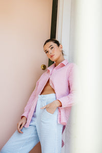 Harper Button Down - Pink Seersucker