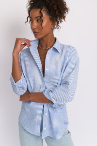 Harper Button Down - Blue Seersucker