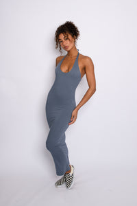 Cassie Dress Ribbed - Denim