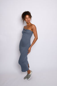 Cassie Dress Ribbed - Denim