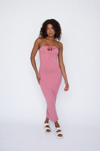 Cassie Dress Ribbed - Gossip