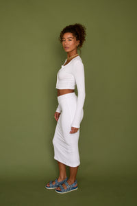 Serena Skirt Ribbed - White