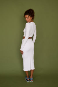 Serena Skirt Ribbed - White