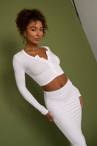 Serena Skirt Ribbed - White