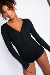 Clara Cardigan Ribbed - Black