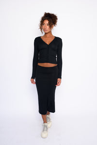 Clara Cardigan Ribbed - Black